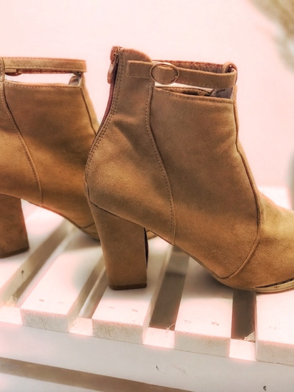 Women’s Suede Ankle Bootie in Tan